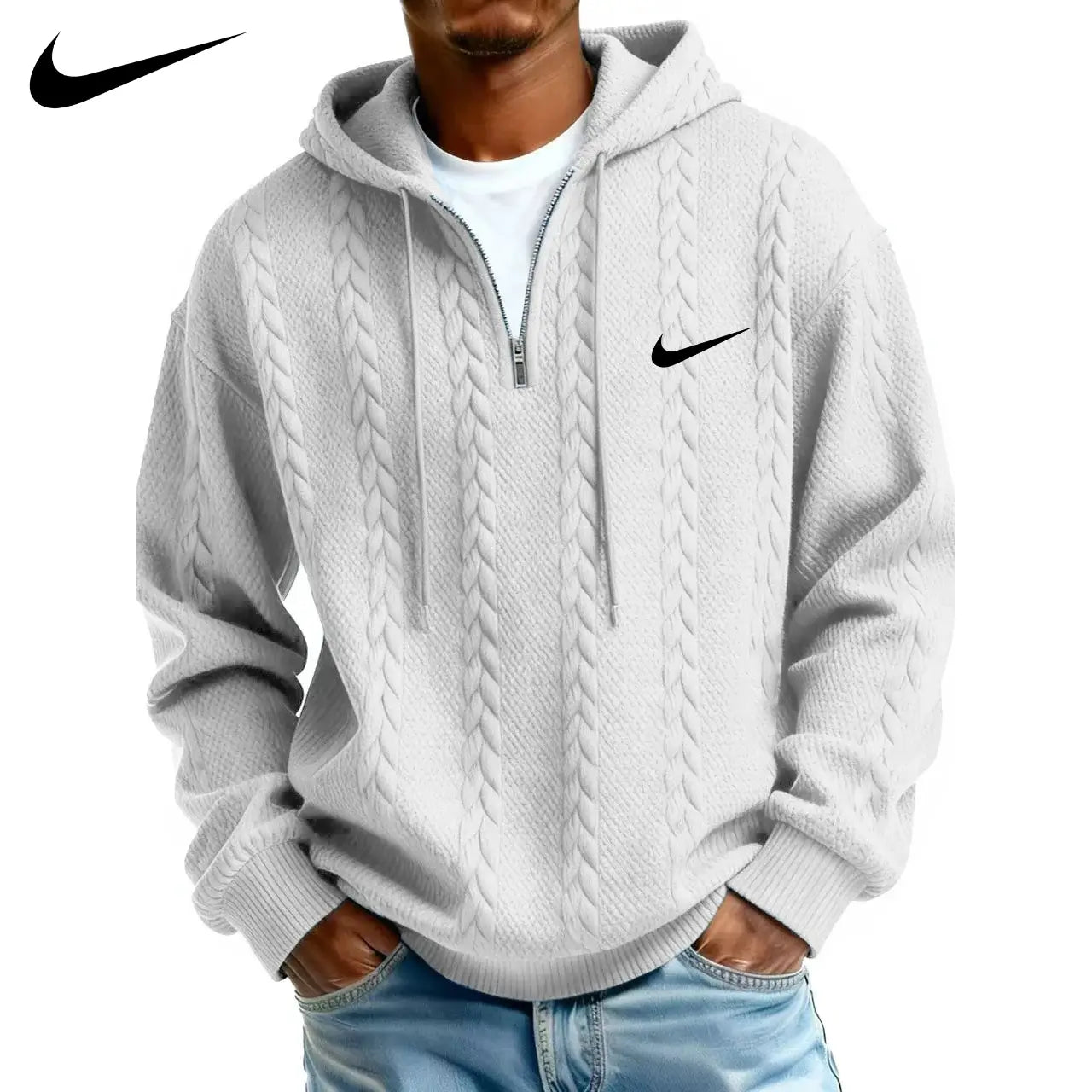 Herren Half-Zip Hoodie aus strukturiertem Strickfleece