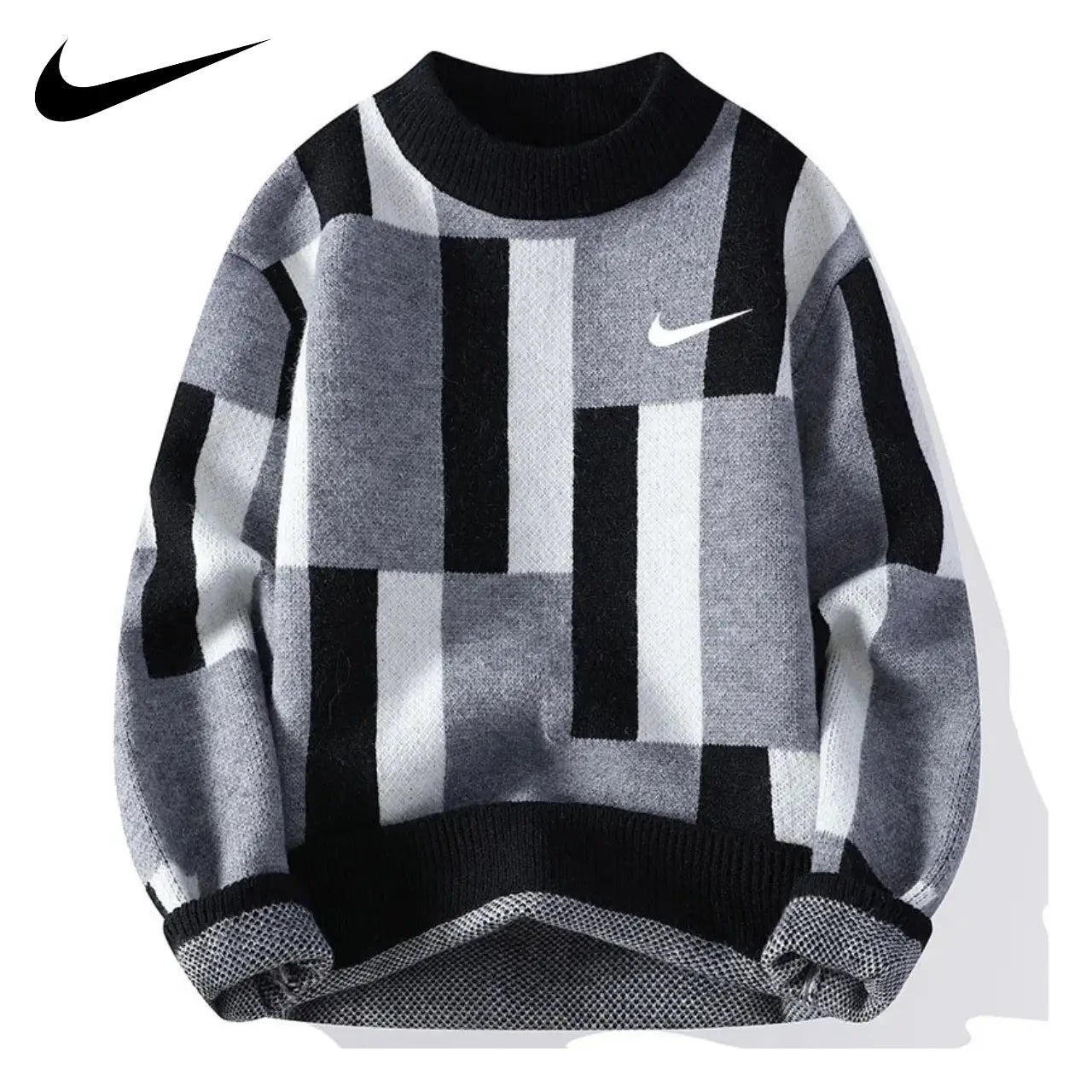 Moderner Strickpullover mit Farbblock-Design