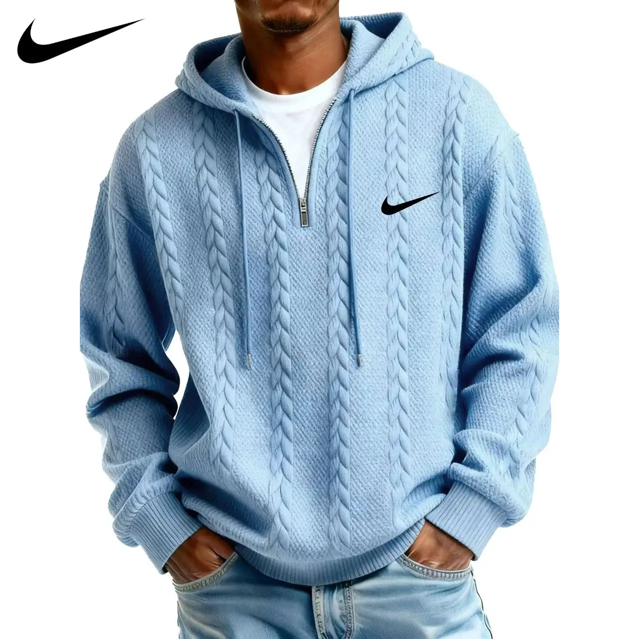 Herren Half-Zip Hoodie aus strukturiertem Strickfleece