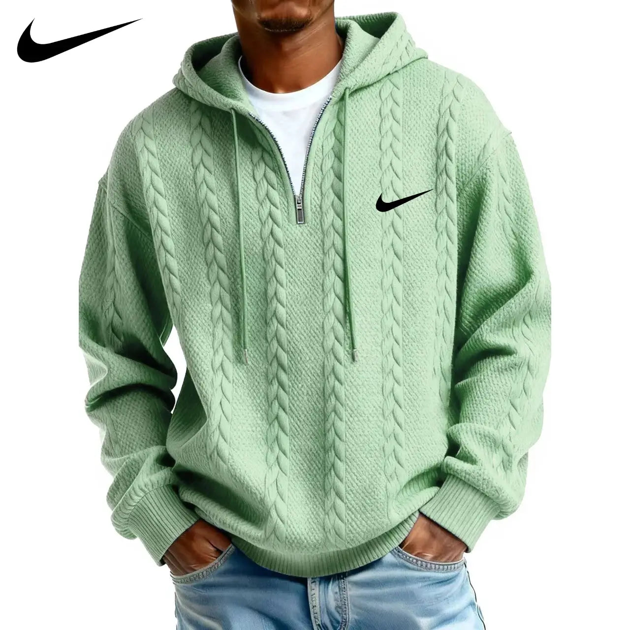 Herren Half-Zip Hoodie aus strukturiertem Strickfleece