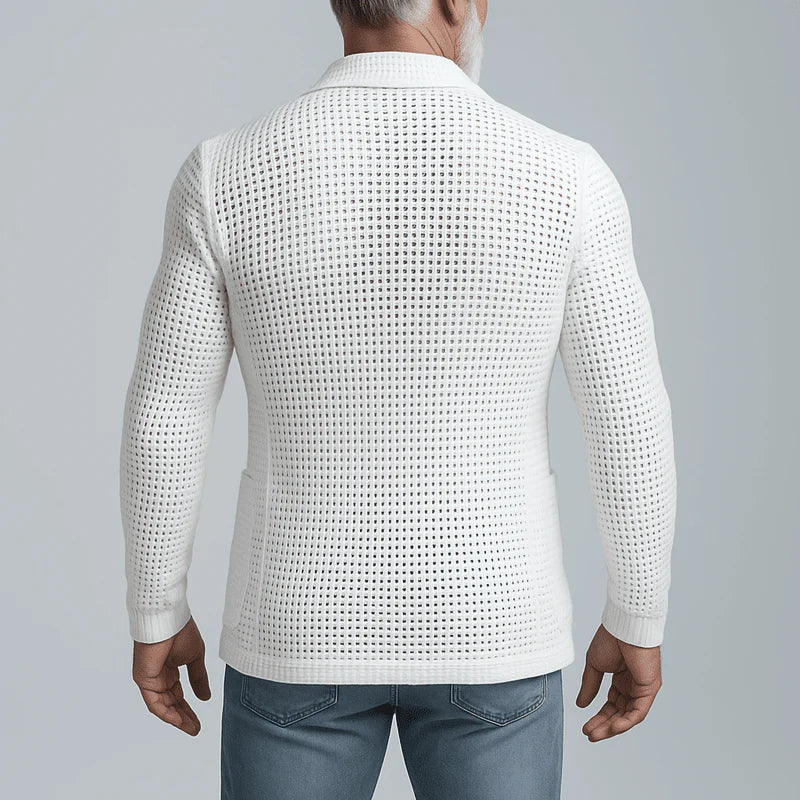 Herren Strick-Blazer | Lässiger Sommer Sakko weiß