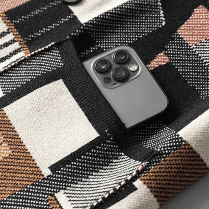 Herren Wollcardigan mit Muster | Offene Strickjacke im abstrakten Design