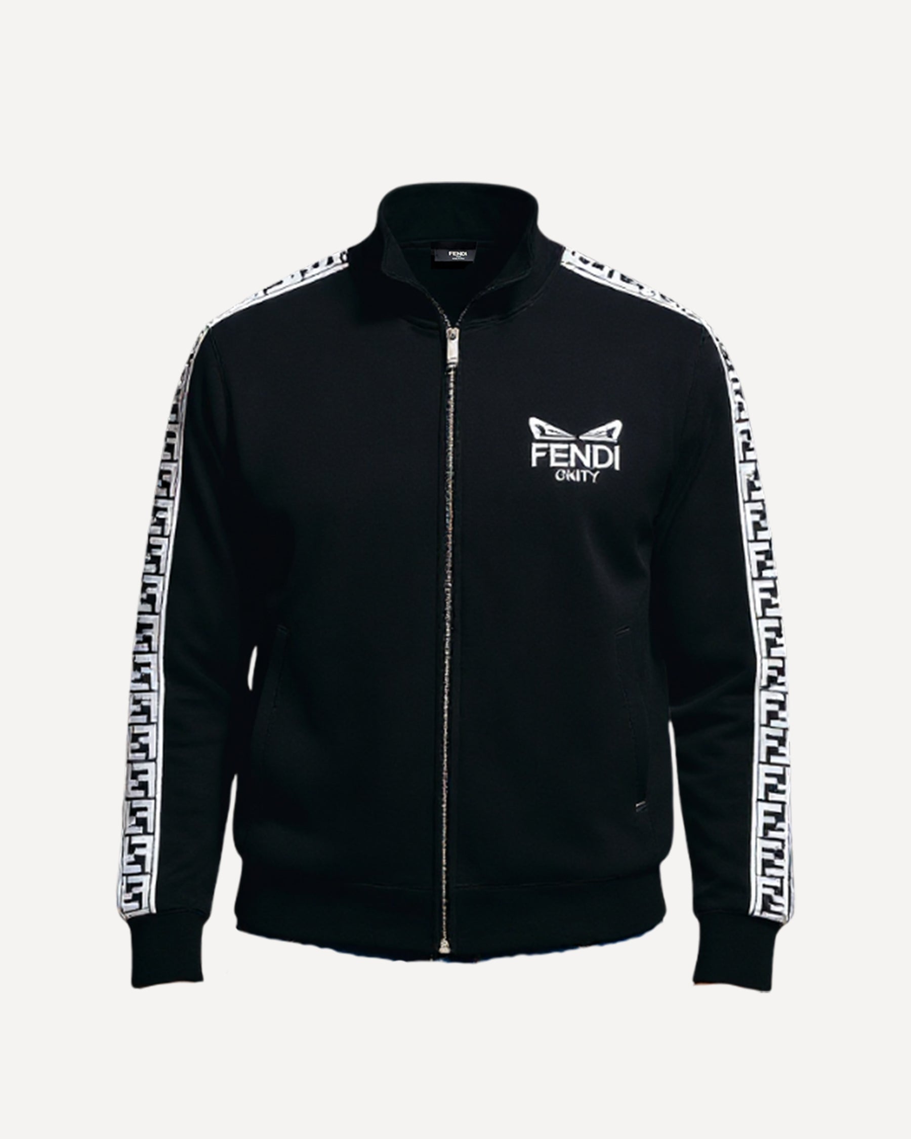 Men’s Premium Black Track Jacket – Athletic Fit with Designer Sleeve Detail