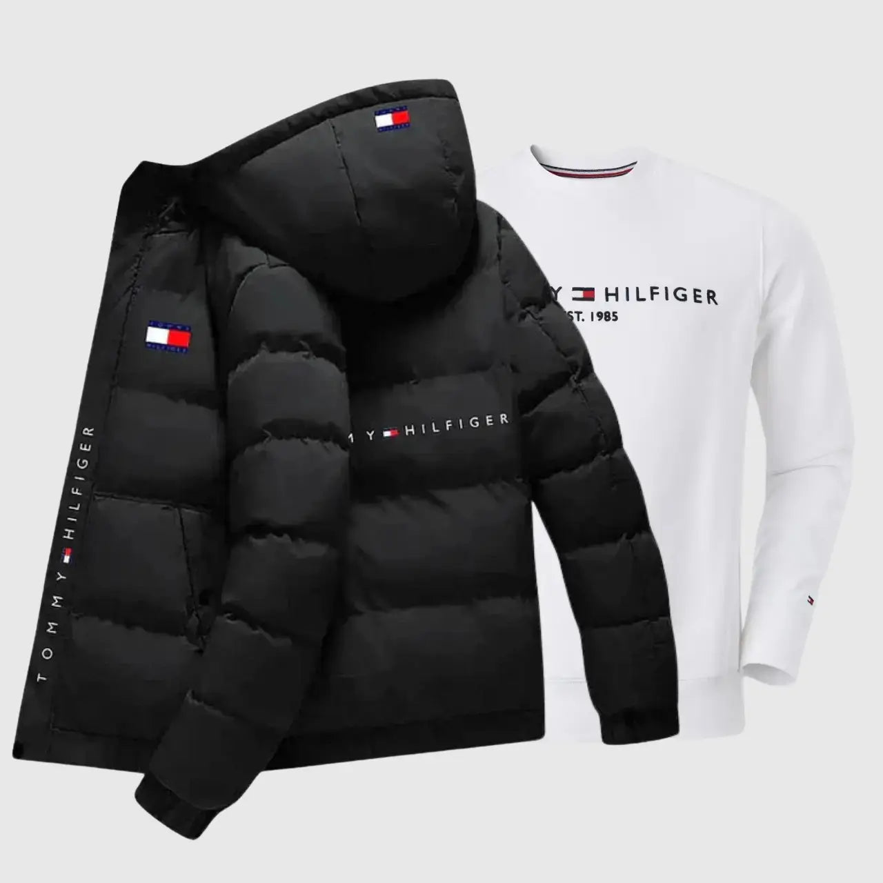 Wattierte Winterjacke mit Kapuze + kostenloses Sweatshirt