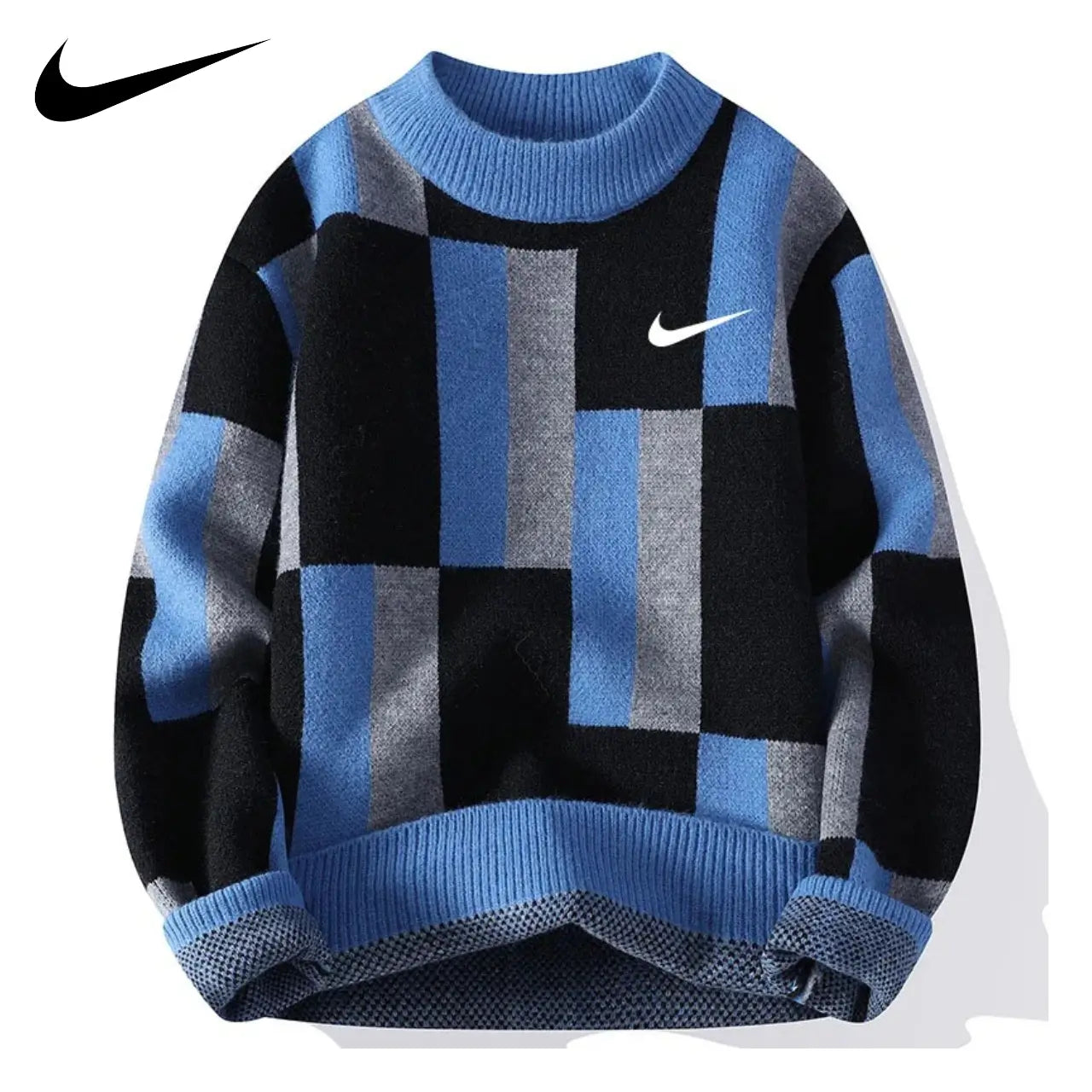 Moderner Strickpullover mit Farbblock-Design