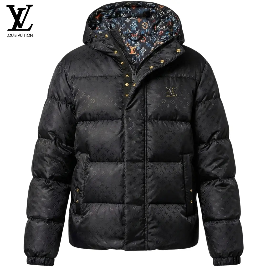 Glossy Monogram Puffer Jacket - Black