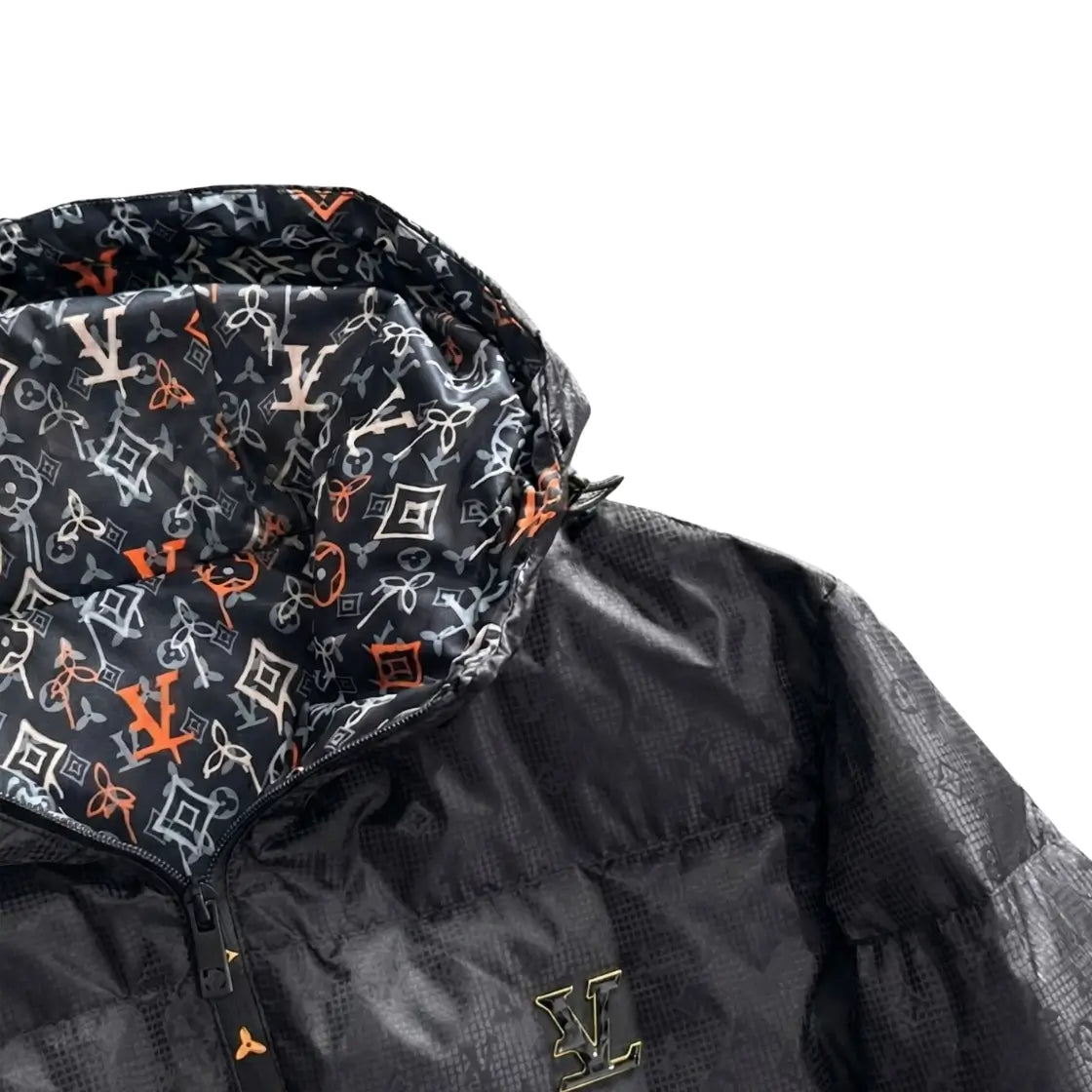 Glossy Monogram Puffer Jacket - Black