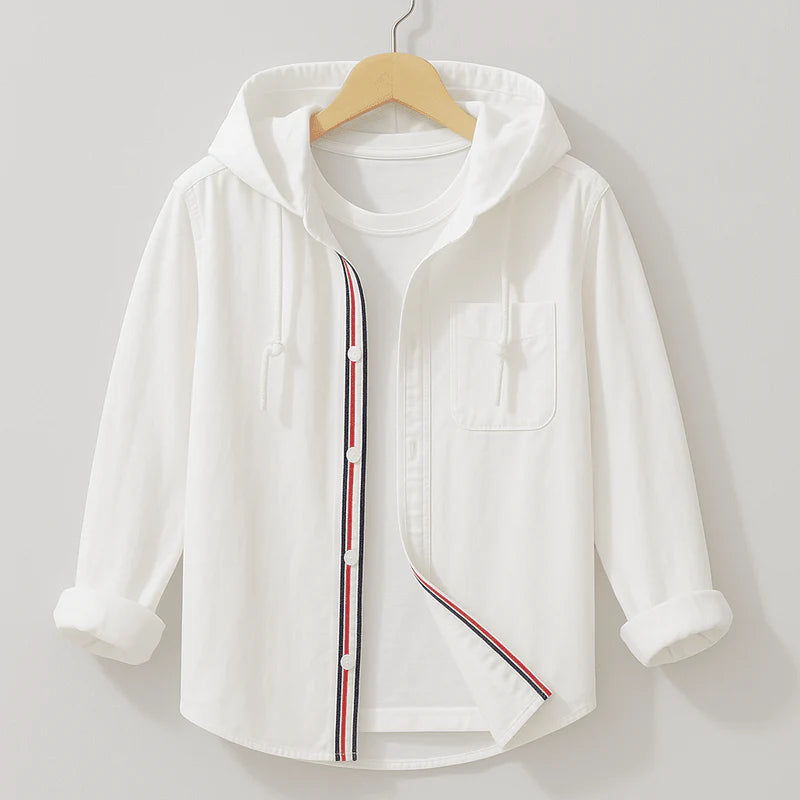 Herren Hemd mit Kapuze | Lässiges Übergangshemd hellblau