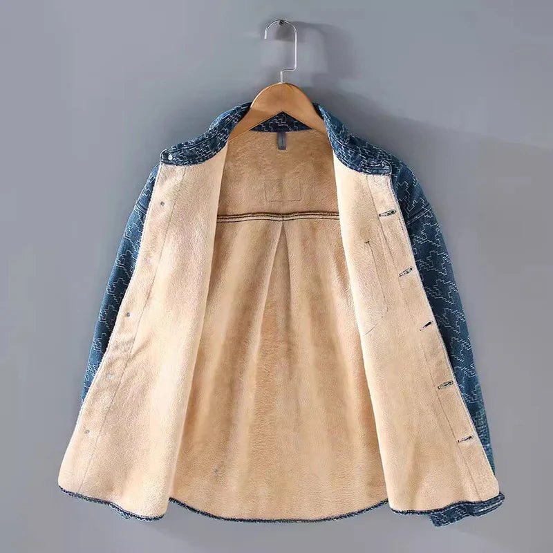 Herren Jeansjacke mit Fleecefutter | Warme Winter Denim Jacke