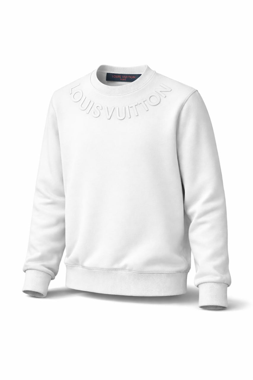 LV Tonal Logo Crewneck Sweatshirt – White