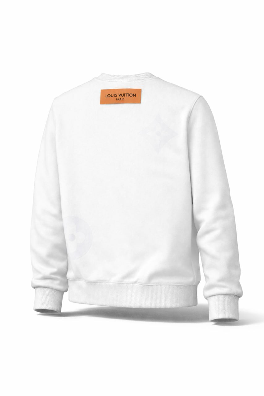 LV Tonal Logo Crewneck Sweatshirt – White