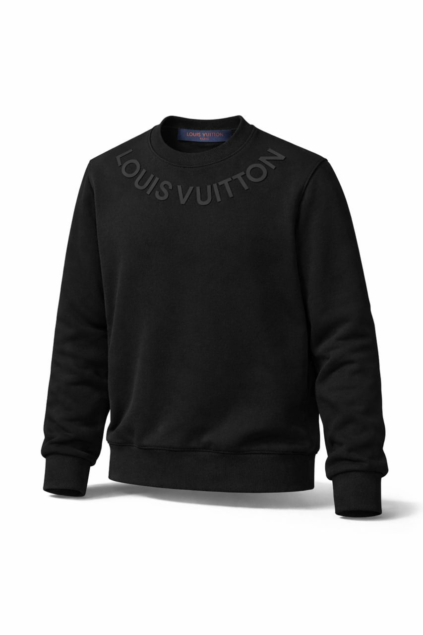 LV Tonal Logo Crewneck Sweatshirt – Black