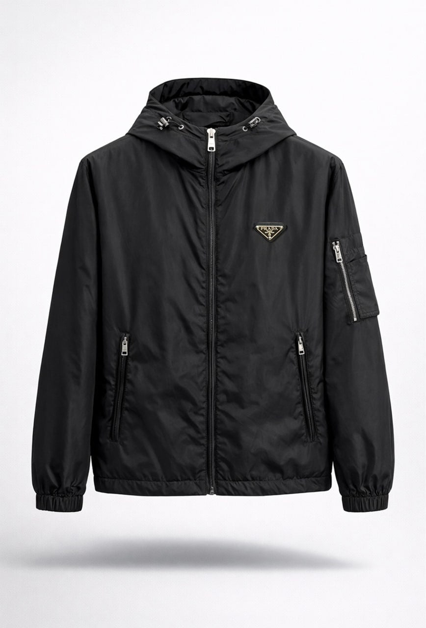 Re-Nylon Hooded Zip Jacket – Black