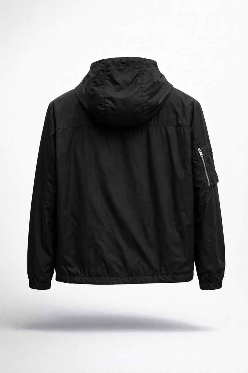 Re-Nylon Hooded Zip Jacket – Black